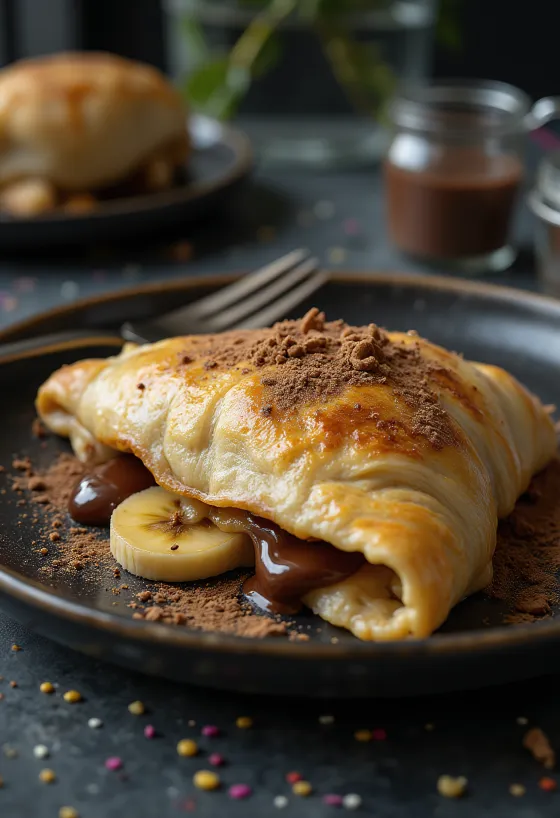Calzone με πραλίνα φουντουκιού και μπανάνα φρεσκοψημένο