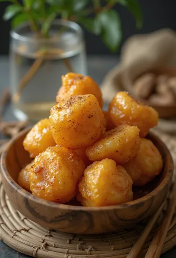 Vegan Λουκουμάδες, ψημένοι χρυσοκάστανοι, περιχυμένοι με σιρόπι αγαύης και πασπαλισμένοι με κανέλα