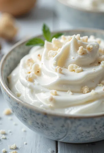 Σάλτσα γιαουρτιού με κρέμα και μέντα σερβιρισμένη