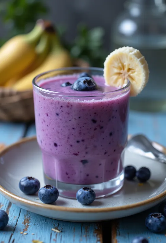 Smoothie μύρτιλλο σερβιρισμένο σε ποτήρι