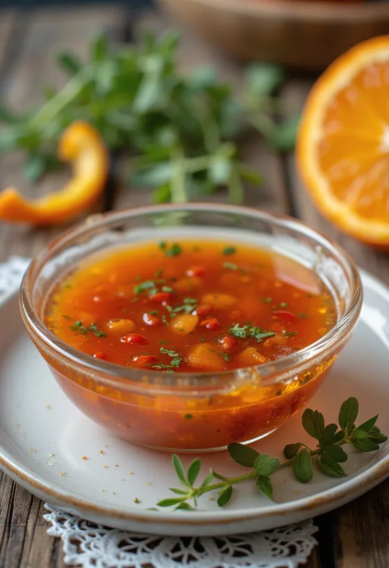 Φρουτώδης σάλτσα τσίλι με εστραγκόν σερβιρισμένη