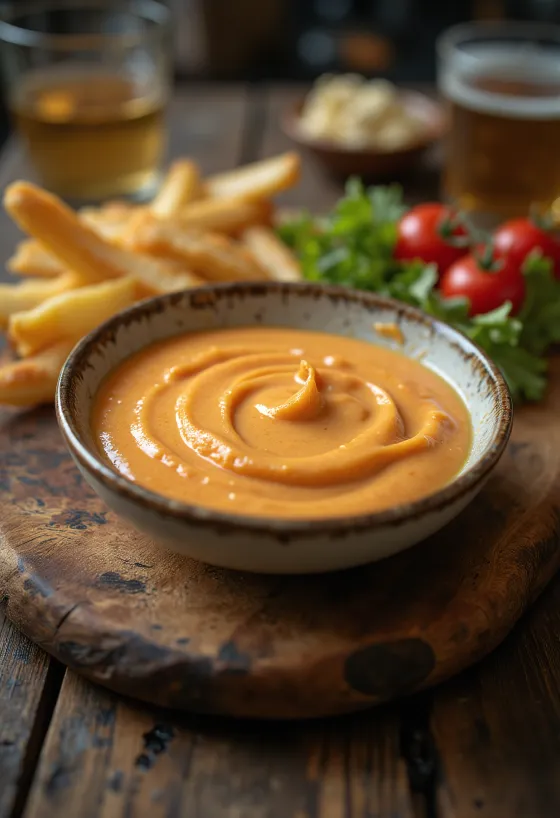 Μαγιονέζα chipotle σερβιρισμένη με τηγανητές πατάτες