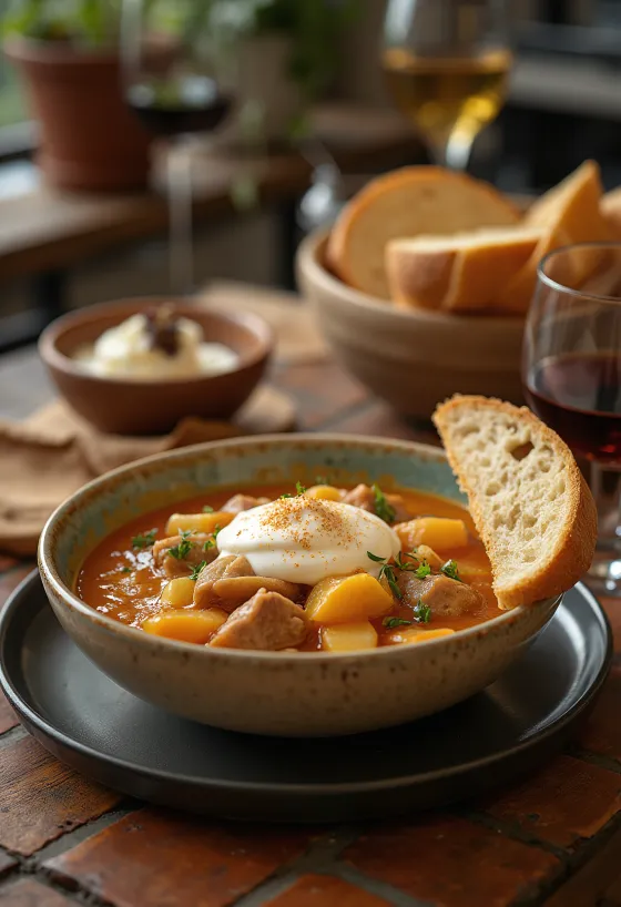 Παραδοσιακό χοιρινό με ξινολάχανο, ζουμερό κρέας και ξινολάχανο, σερβιρισμένο με γιαούρτι.