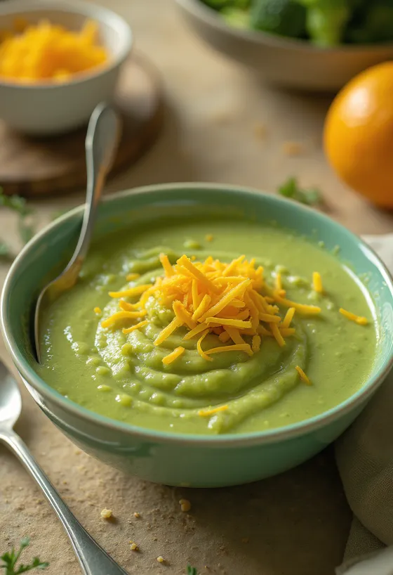 Σερβιρισμένη βελουτέ μπρόκολο με πορτοκάλι