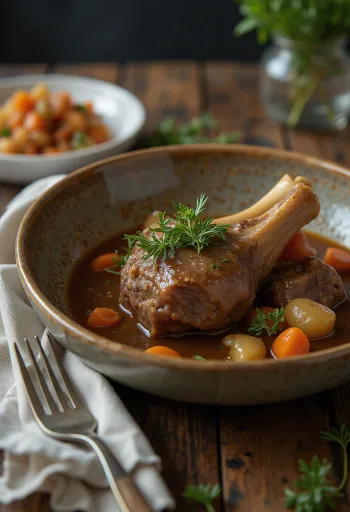 Osso buco με φύλλα δάφνης, ζουμερές φέτες μοσχαριού σε σάλτσα λαχανικών