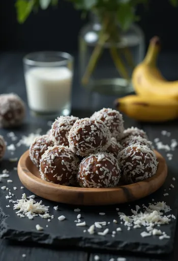 Μπαλάκια καρύδας με μπανάνα σερβιρισμένα σε μπολ