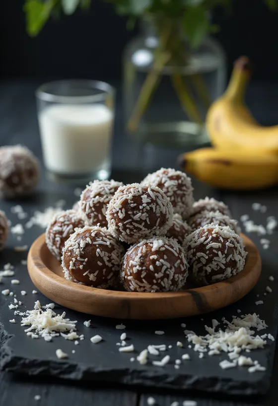 Μπαλάκια καρύδας με μπανάνα σερβιρισμένα σε μπολ