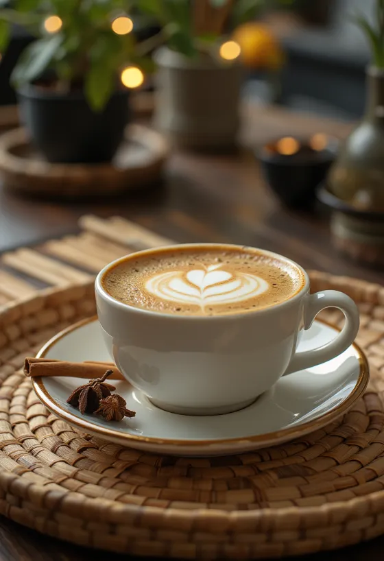 Λάτε με κανέλα και γαρίφαλο, διακοσμημένο με ξυλάκι κανέλας και σαντιγί