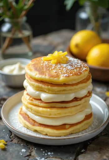 Τούρτα κρέπας με ανθότυρο σερβιρισμένη σε πιάτο