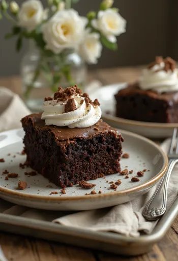 Τούρτα Brownie σοκολάτας με σαντιγί και τρίμμα σοκολάτας