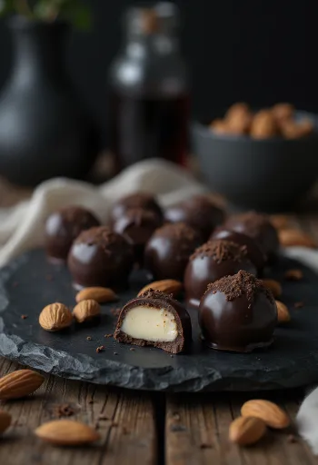 Σοκολατάκια μαρτσιπάν σερβιρισμένα