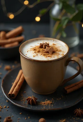 Τσάι με γεύση gingerbread σε κούπα με κανέλα και τζίντζερ