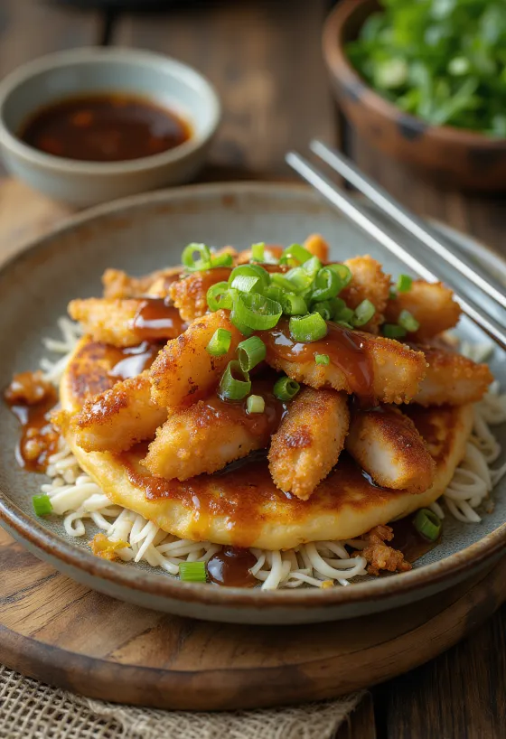 Τηγανίτα Katsu με τραγανό παναρισμένο κρέας και σάλτσα katsu