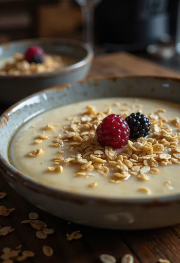 Panna cotta με νιφάδες βρώμης σε ποτήρι