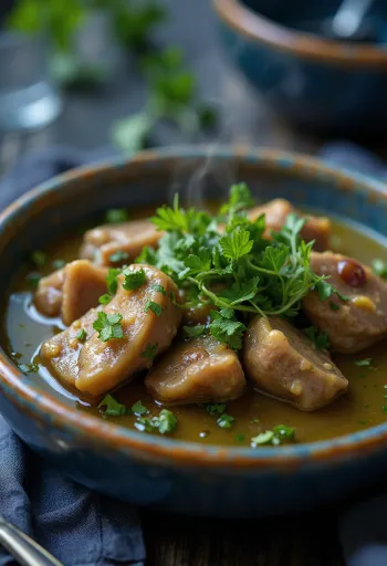 Chakapuli με αρνί σερβιρισμένο σε πικάντικη σάλτσα