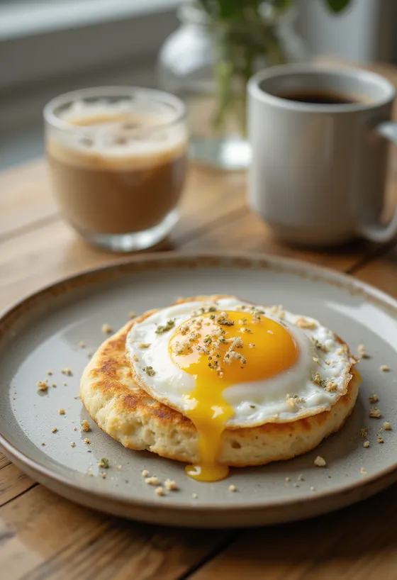 Crumpet με αυγό, χρυσοκαστανά, αφράτα γλυκίσματα