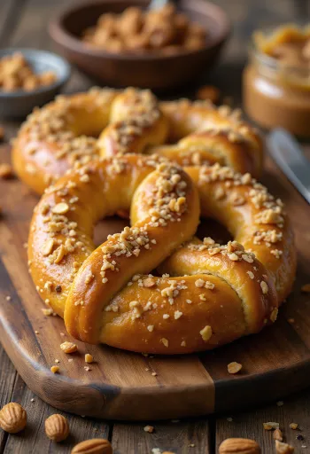 Πρέτζελ με φιστίκια σερβιρισμένο