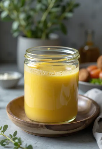 Σάλτσα Dijon με μέλι σερβιρισμένη με σαλάτα