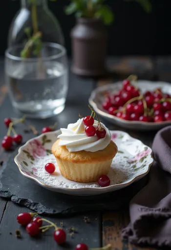 Cupcakes φραγκοστάφυλου με φρέσκα φρούτα