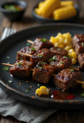 Anticuchos περουβιάνικα σουβλάκια μοσχαριού σερβιρισμένα