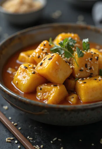 Στιφάδο μελιτζάνας με σουσάμι σερβιρισμένο