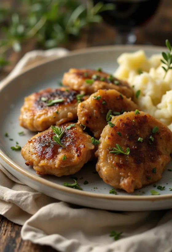 Τηγανητά συκωτάκια κοτόπουλου ψημένα τραγανά, σερβιρισμένα με φρέσκο ψωμί και κόκκινο κρεμμύδι