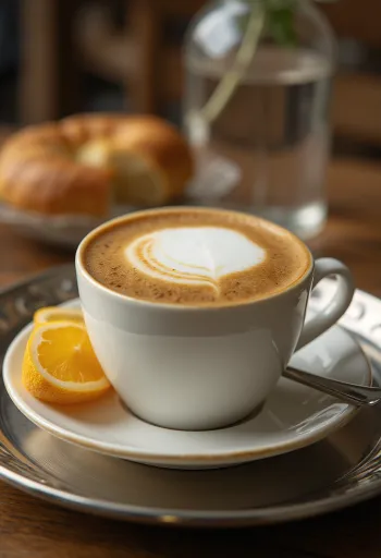 Λάτε με κανέλα και τζίντζερ, ρόφημα καφέ διακοσμημένο με ξυλάκι κανέλας και τζίντζερ