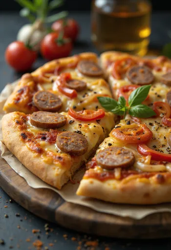 Ουγγρική πίτσα με καπνιστό λουκάνικο και στραγγιστό γιαούρτι