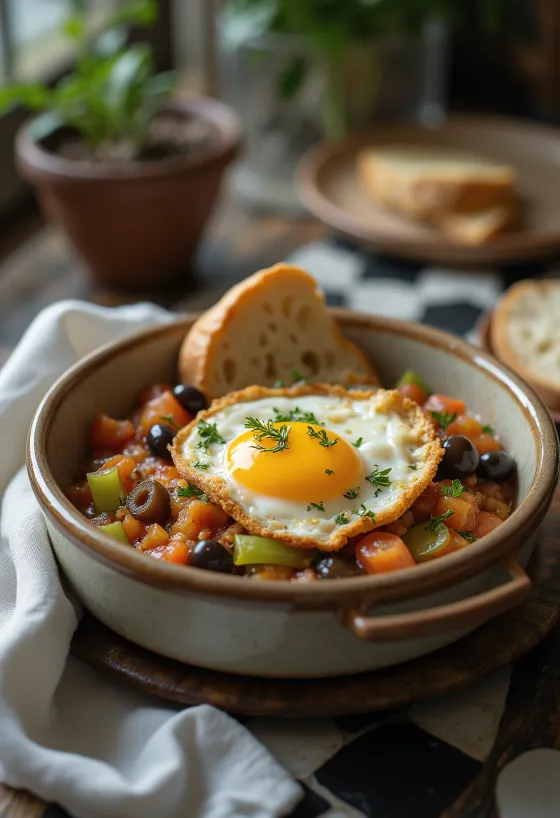 Καπονάτα στιλ Κατάνιας σερβιρισμένη με ψητή μελιτζάνα, σέλερι και ελιές