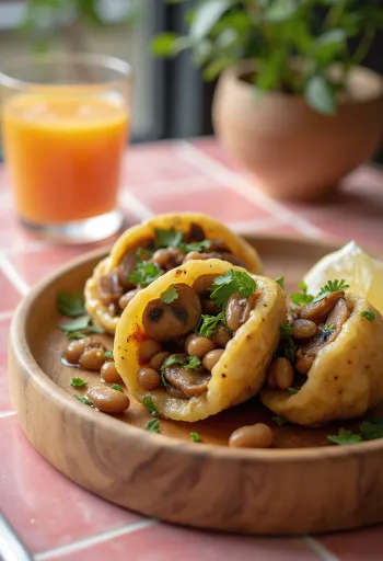 Acarajé με μανιτάρια σε χρυσοκάστανη τηγανητή ζύμη