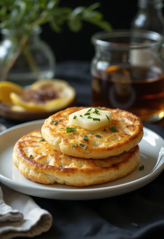 Κλασικό crumpet, χρυσοκαστανά, αφράτα γλυκίσματα