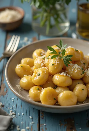 Νιόκι με σκόρδο σερβιρισμένα