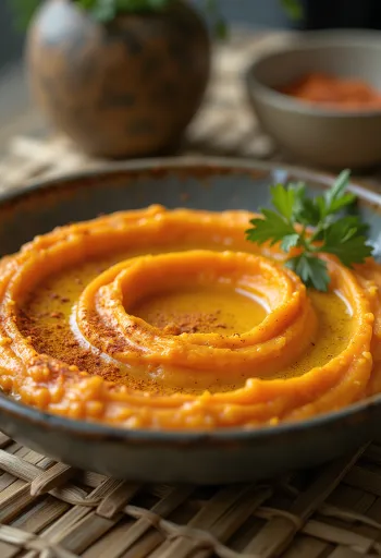 Πικάντικο χούμους καρότου σερβιρισμένο