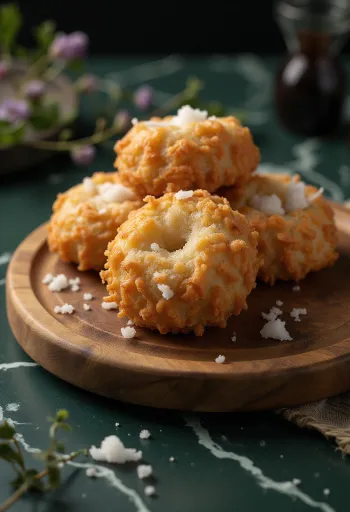 Thekua με ζάχαρη, γλυκά παρασκευασμένα με τριμμένη καρύδα και ανθότυρο, με τραγανή υφή