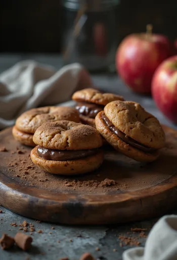 Μπισκότα λίντσερ με μήλο και σοκολάτα σερβιρισμένα