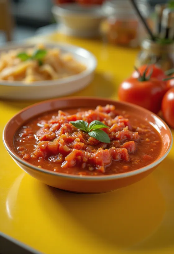 Σάλτσα arrabbiata σερβιρισμένη με ζυμαρικά