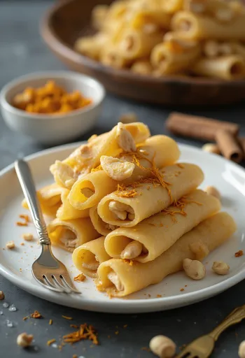 Patishapta με κάσιους, πλούσιο ινδικό γλυκό με γέμιση ξηρών καρπών