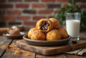 Bolinho de chuva με σοκολάτα, σοκολατένιο ντόνατ πασπαλισμένο με κανέλα και ζάχαρη