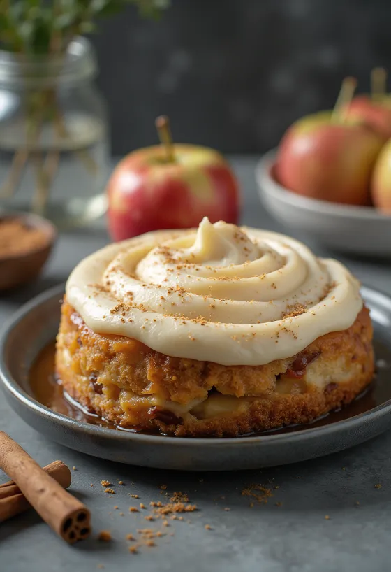 Τούρτα μους μήλου με κανέλα διακοσμημένη με φέτες μήλου