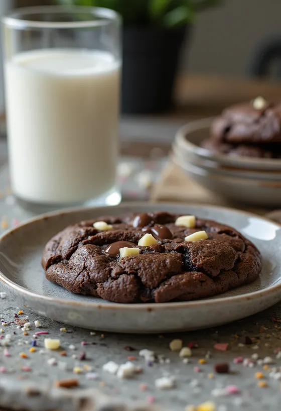 Φρεσκοψημένα μπισκότα με διπλή σοκολάτα