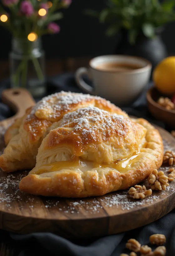 Φρεσκοψημένο καλτσόνε με μέλι και καρύδια