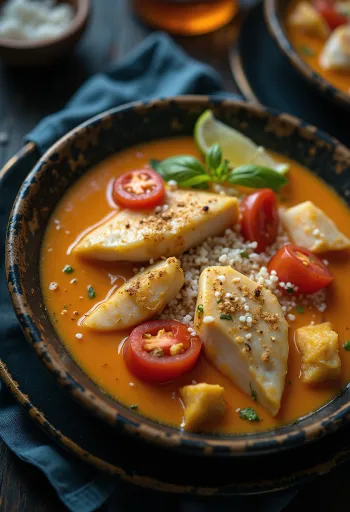 Moqueca με κόλιανδρο, πλούσιο κάρυ ψαριού με γάλα καρύδας, κόλιανδρο και λάιμ