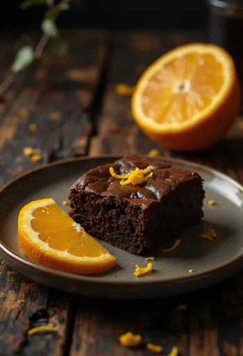 Μπράουνις πορτοκάλι σερβιρισμένο