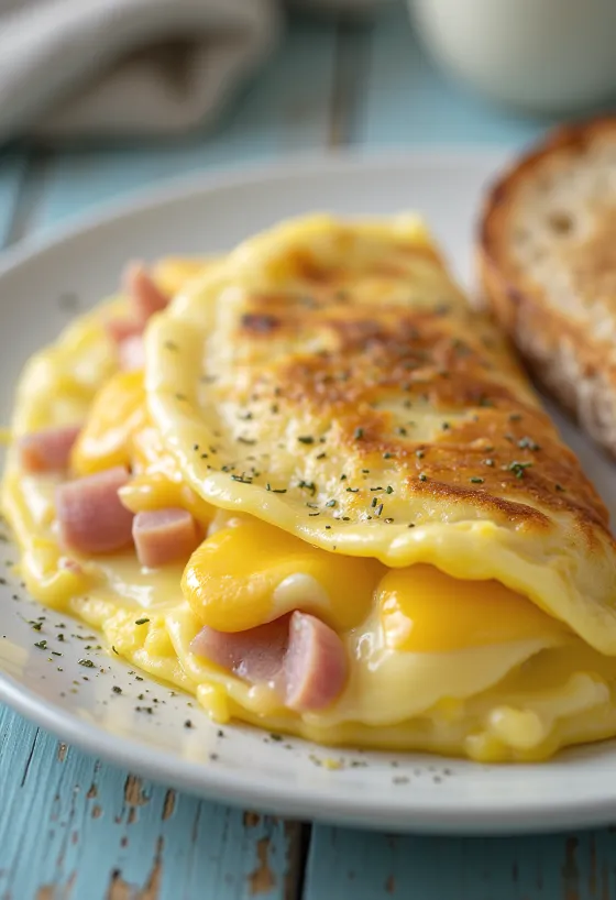 Γεμιστή ομελέτα με φρέσκα λαχανικά και λιωμένο τυρί στο εσωτερικό