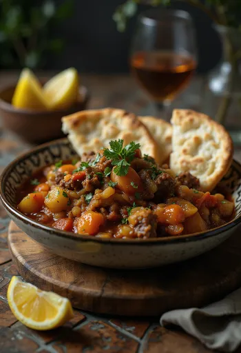 Thareed με αρνί διακοσμημένο με φρέσκο κόλιανδρο