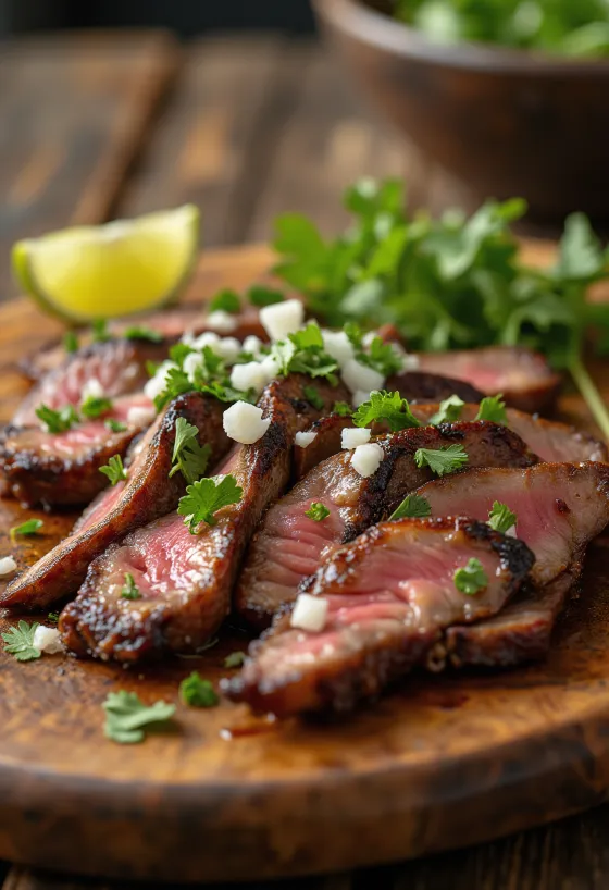 Carne asada σερβιρισμένο με τορτίγια και σαλάτα