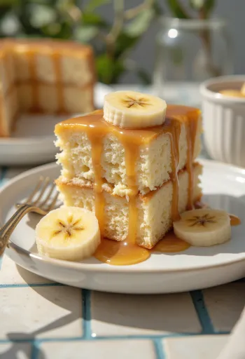 Τούρτα με μπανάνα και καραμέλα σερβιρισμένη