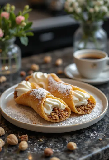Cannoli πασπαλισμένα με φουντούκια