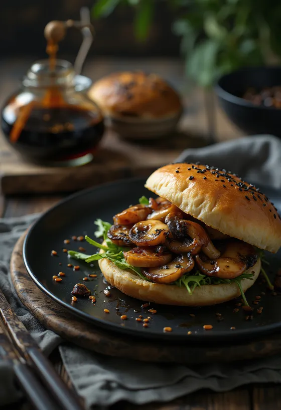 Bao bun με μανιτάρια σερβιρισμένο