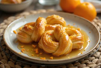 Koeksister με γλάσο πορτοκαλιού, φρεσκοτηγανισμένη ζύμη καλυμμένη με σιρόπι πορτοκαλιού